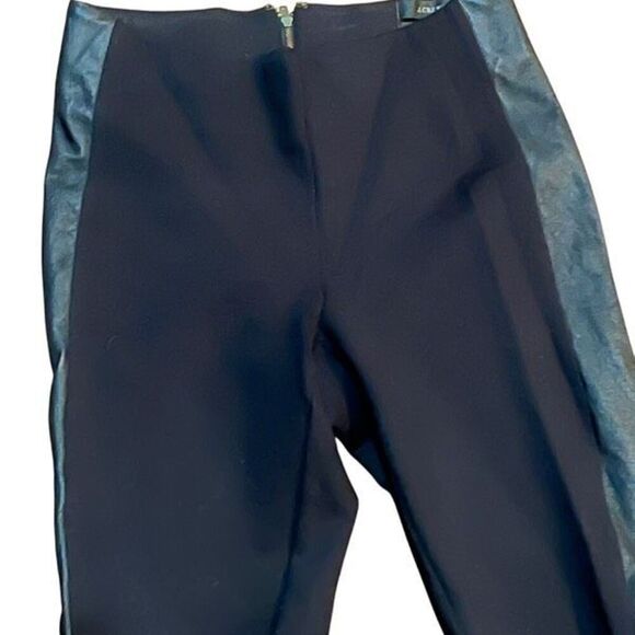 J. Crew Pixie Stretch Ponte Leather Trim Black Ankle Leggings Size 0 - Picture 2 of 4